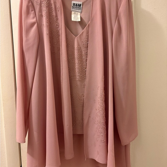 R&M Richards Tops - R&M Pink Beaded Layered Blouse